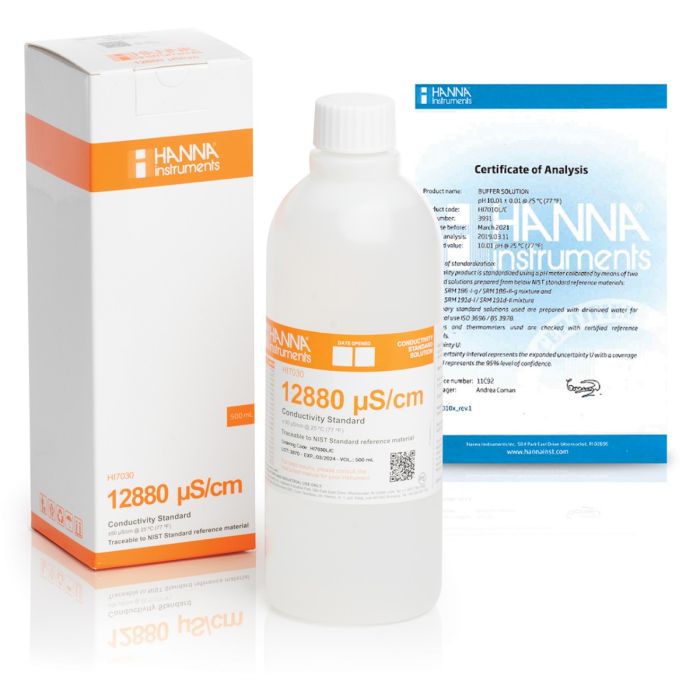 HANNA INSTRUMENT HI7030L/C 12880 µS/cm Conductivity Standard (500mL Bottle)